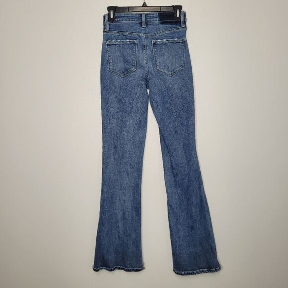 Vervet by Flying Monkey High Rise Slant Hem Flare Jeans Blue Size 25 - Picture 5 of 9